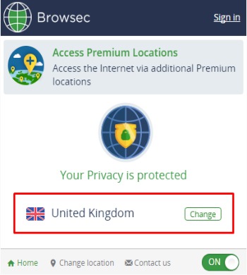 Browsec – расширение для изменения IP адреса