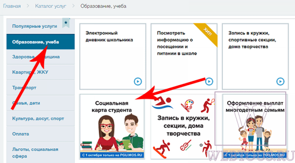 Как сделать социальную карту студента через портал Госуслуг