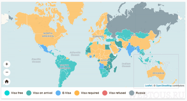 Куда можно поехать без визы? Интерактивная онлайн карта